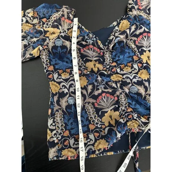 INC Top Large Romantic Floral Sheer Puff Sleeve Blouse Fairy Grunge Whimsigoth - Picture 10 of 11